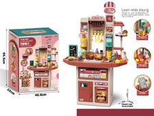 男孩女孩过家家红色特大收纳餐台厨房玩具 过家家玩具（带灯光音乐）
