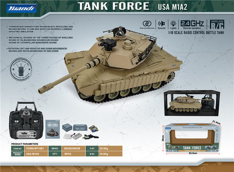 (USA M1A2) 1:18 remote control tank remote control car toy M1A2 Desert Yellow