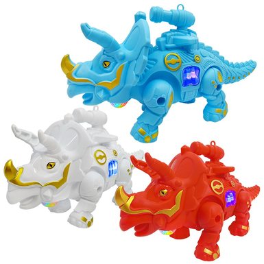 Electric Triceratops, lights, music, walking dinosaurs
