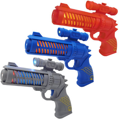 Electric lights, music, sound and light projection revolver