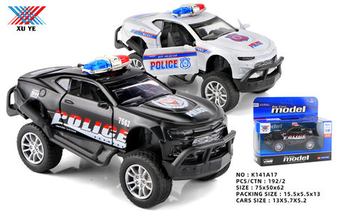 1:32 Alloy car, toy bumblebee, big wheel police car, pull back to open the door (1 pack)