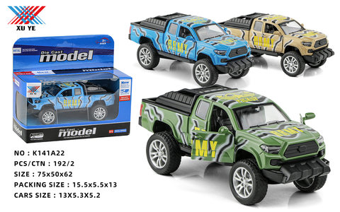 1:32 alloy Toyota pick-up truck military vehicle return force door return force toy (1 pack)