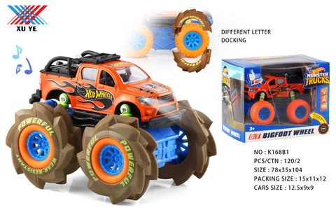 1:32 alloy self-mounted wheel four-wheel drive inertia climbing light music car (1 pack)