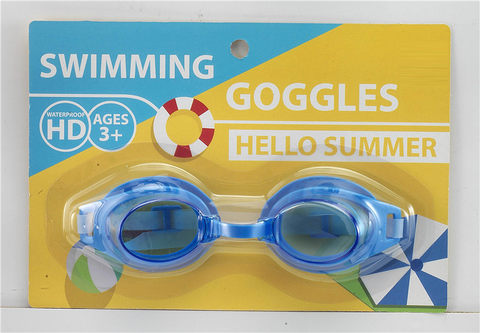 Teenagers' swimming goggles (suction plate) PS lenses and silicone tape mixed (blue and pink)