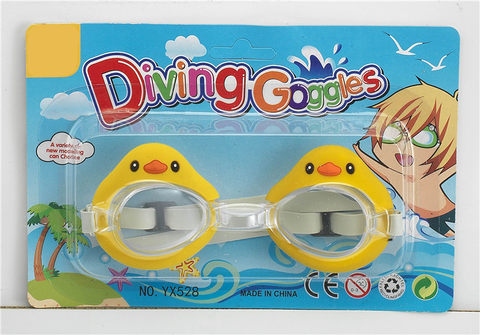 Cartoon duck swimming goggles (Chinese and English suction version) PS lenses, rubber tape