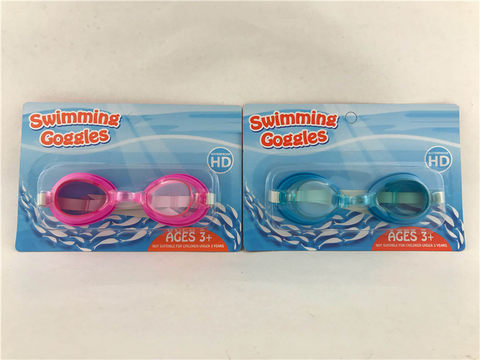 Children's swimming goggles (Chinese and English suction version) PS lenses, rubber belt mixed with four colors (blue, green, red, yellow)