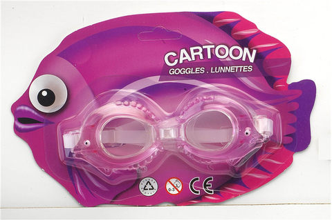 Cartoon red fish swimming goggles (suction version) PS lenses, silicone tape