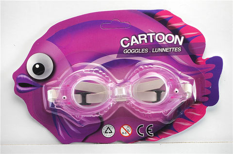 Cartoon red fish swimming goggles (suction version) PS lenses, rubber tape