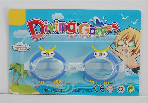 Cartoon owl swimming goggles (Chinese and English suction version) PS lenses, silicone tape