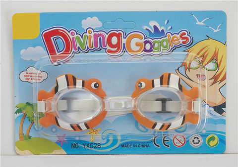 Cartoon red fish swimming goggles (Chinese and English suction version) PS lenses, rubber tape