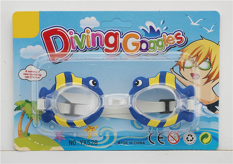 Cartoon blue fish swimming goggles (Chinese and English suction version) PS lenses, rubber tape