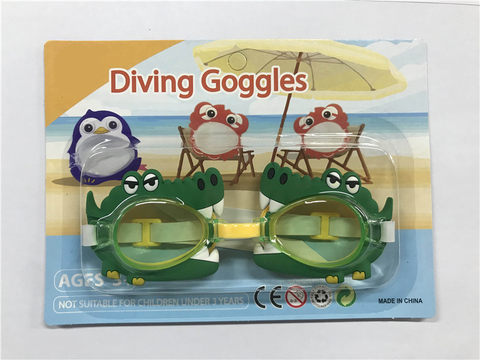 Cartoon alligator swimming goggles (English suction version) PS lenses, rubber tape