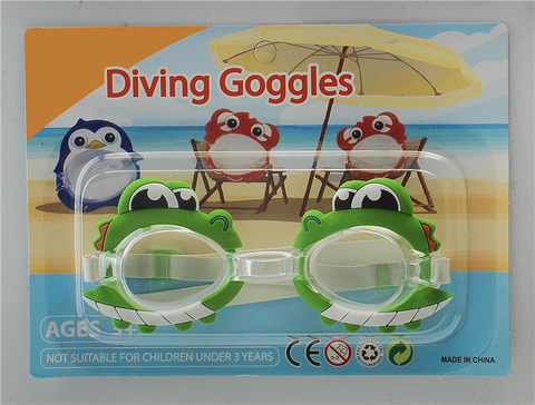 Cartoon alligator swimming goggles (English suction version) PS lenses, rubber tape