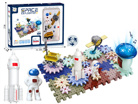 Space Series-Lunar Exploration Engineering Space Gear Building blocks Science Education (Electric, Music, Lighting) 47PCS