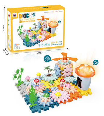 Mushroom house gear building park science and education puzzle (electric, music, lighting) 66PCS