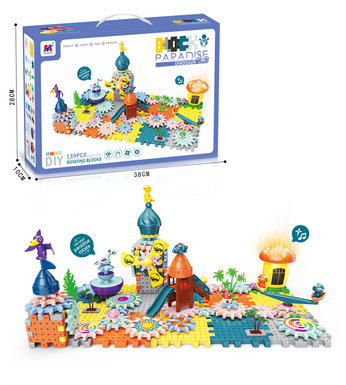 Puzzle electric dinosaur gear building park five-in-one science and education puzzle (electric, music, lighting) 139PCS