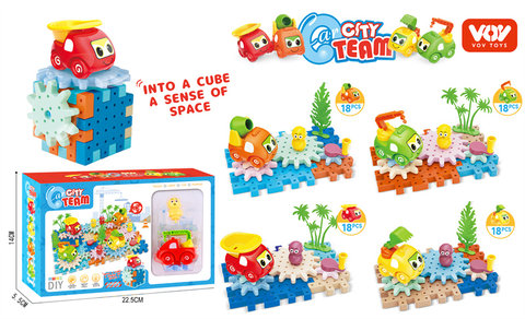 Engineering vehicle gear building block science and education can synthesize cube (20PCS) (manual, 4 mixed)