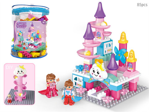 Princess Castle Ball Slide is compatible with Lego assembled large particle building blocks for children's desktop stacking fun educational toys (85PCS)