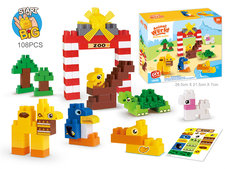 动物世界乐园拼装积木儿童桌面叠叠乐益智玩具 有GCC（108PCS)