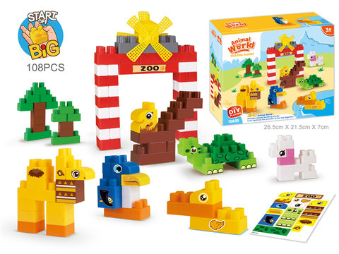 Animal World Paradise assembling Building blocks Children's Desktop cascading Lok Educational Toys are GCC (108PCS)