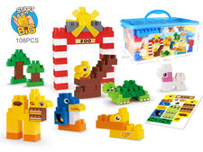 动物世界乐园拼装积木儿童桌面叠叠乐益智玩具 有GCC（108PCS)
