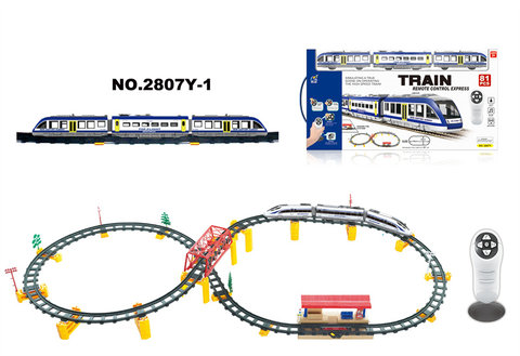 Infrared bidirectional remote control subway rail train with flyovers and subway stations (81PCS, with sound and light)