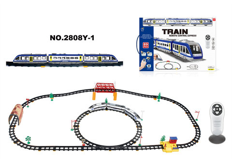 Infrared two-way remote control subway rail train with flyovers, caves and aisle stations (89PCS, with sound and light)