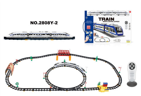 Infrared two-way remote control subway rail train with flyovers, caves and aisle stations (89PCS, with sound and light)