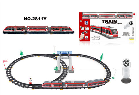 Infrared bi-directional remote control subway rail train with herringbone flyover (60PCS, with music and light)