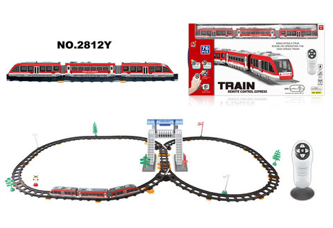 Infrared bi-directional remote control subway rail train with herringbone flyover (76PCS, with music and light)