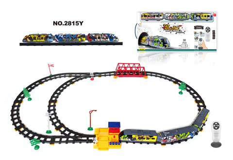 Infrared two-way remote control subway rail train with aisle station and flyover (51PCS, with music and light)