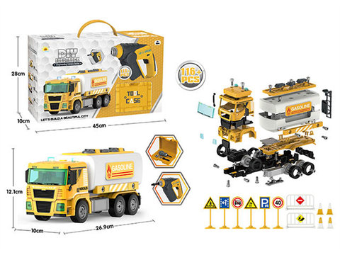 Inertial acousto-optic disassembly engineering oil tanker truck with electric acousto-optic screwdriver (116 PCS)