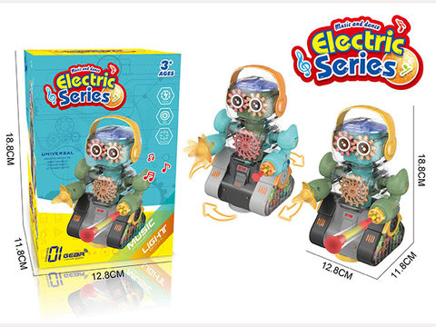 Universal light and music ejection gear robot