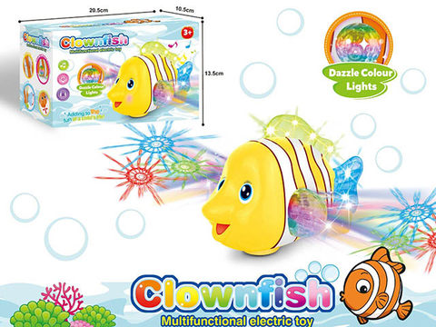 Electric clown fish with light and music (yellow and orange mixed)