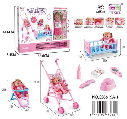 3-in-one cart to go from house to house set to family toy