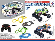 1:16 DIY可换车壳二款混装六通遥控横移特技车 带四闪灯
