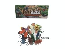 PVC实心喷漆蝴蝶犀牛甲虫等昆虫套装12pcs