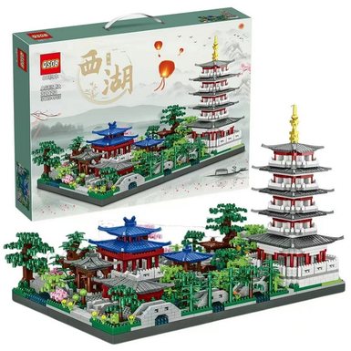 3180 micro-particles Guofeng West Lake splicing building blocks 32023 puzzle assembly toys landscape architecture decoration gifts
