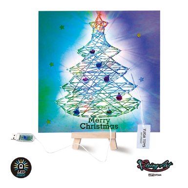 Cross-border Amazon Christmas tree winding painting DIY handmade new Christmas greeting card creative LED light gift