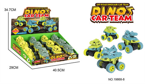 Dinosaur stunt car (green / orchid, 12 / display box)