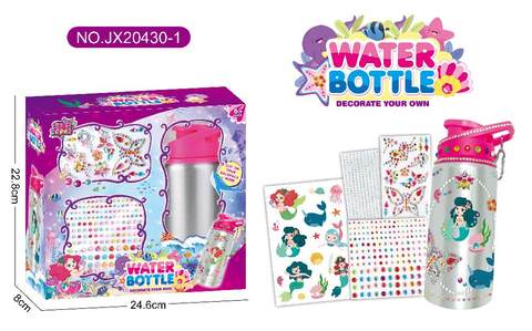 DIY Sticker Drill Water Bottle-Mermaid (500ML,3 Drill Stickers, 1 Sticker Sticker)