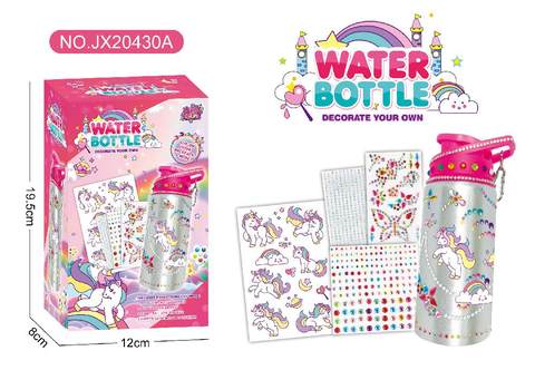 DIY sticker Drill Water Bottle-Unicorn (500ML,3 drill stickers, 1 scratch sticker)