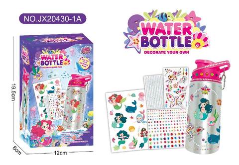 DIY Sticker Drill Water Bottle-Mermaid (500ML,3 Drill Stickers, 1 Sticker Sticker)
