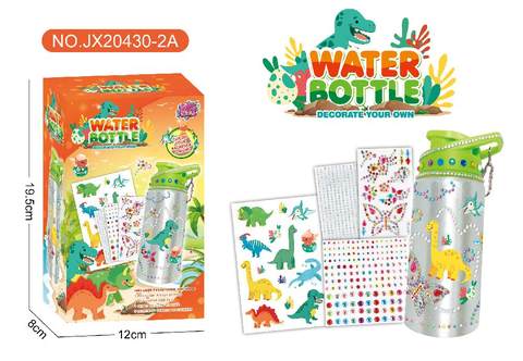 DIY sticker Drill Water Bottle-Dinosaur (500ML,3 drill stickers, 1 scratch sticker)