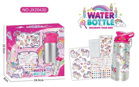 DIY sticker Drill Water Bottle-Unicorn (500ML,3 drill stickers, 1 scratch sticker)