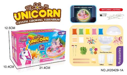 Unicorn-DIY growth crystal decoration (with night light 3XAG13 pack of electricity)