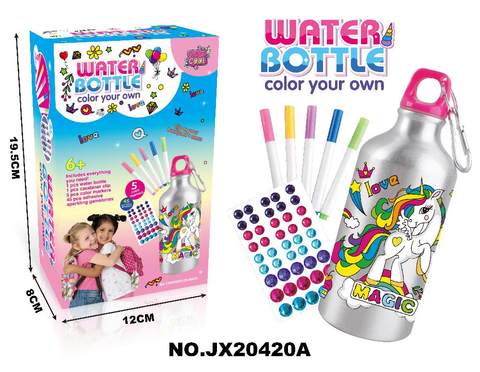 DIY Unicorn Doodle Water Bottle (500ML 5-Color Watercolor Pen)