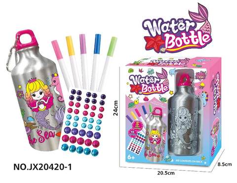 DIY Mermaid Doodle Water Bottle (500ML 5-Color Watercolor Pen)