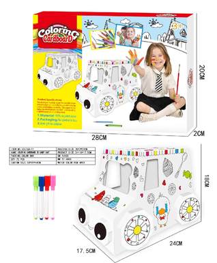 Creative Doodle-DIY three-dimensional assembled candy cart (can be painted and erased, 4 watercolor pens)