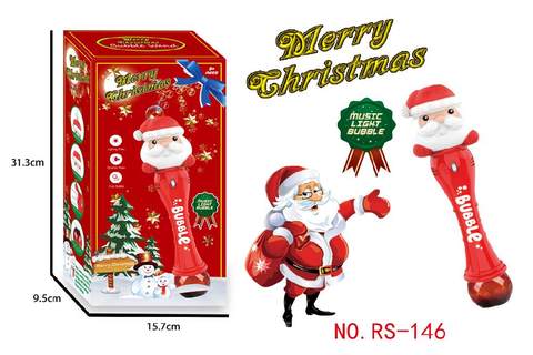 Electric lights, music, Santa Claus bubble stick